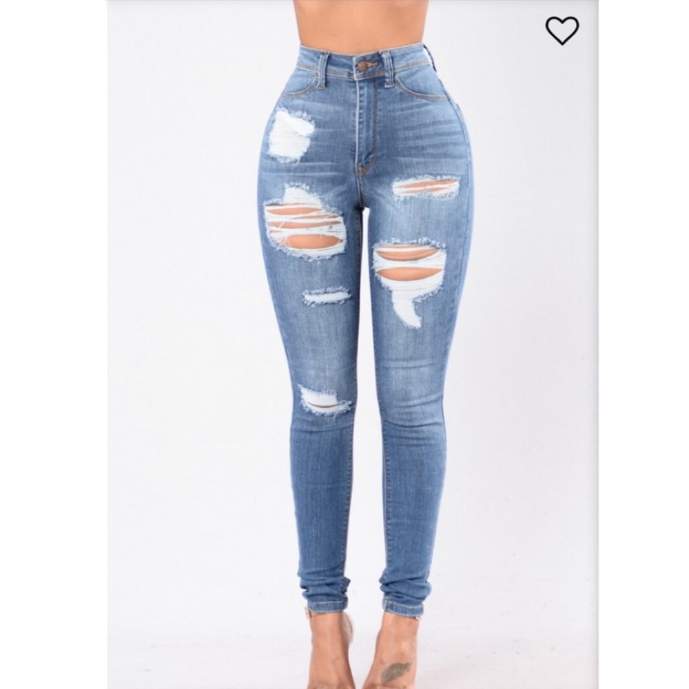 High Waisted Distressed Jeans